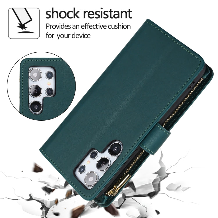 For Samsung Galaxy S24 Ultra 5G YM016 Rhombic Zipper Card Wallet Leather Phone Case with Lanyard(Green) - Galaxy S24 Ultra 5G Cases by PMC Jewellery | Online Shopping South Africa | PMC Jewellery | Buy Now Pay Later Mobicred