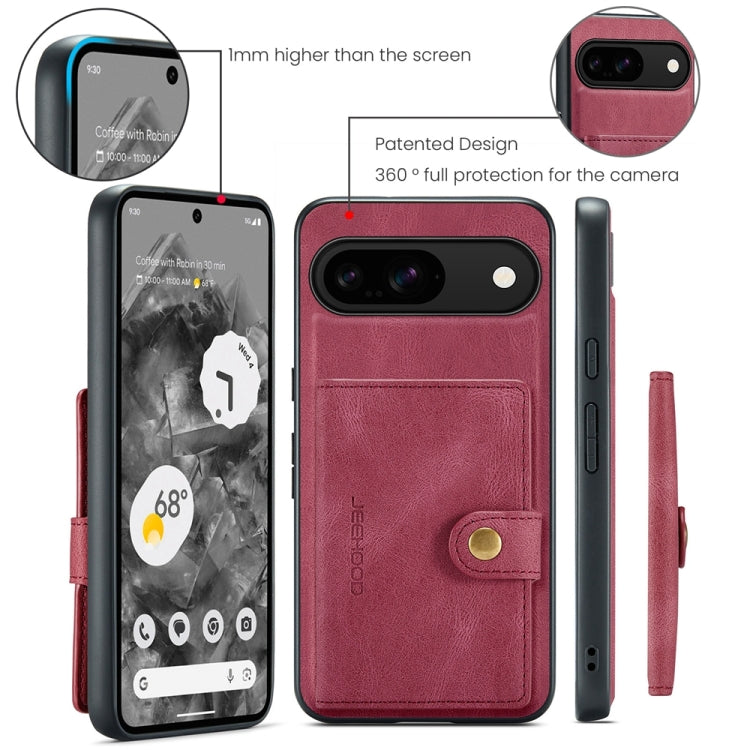 For Google Pixel 9 JEEHOOD J01 Retro Magnetic Detachable Wallet Phone Case(Red) - Google Cases by JEEHOOD | Online Shopping South Africa | PMC TechLife | Buy Now Pay Later Mobicred