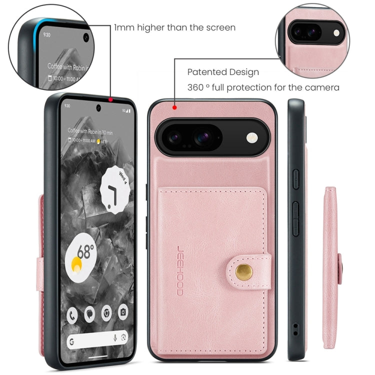 For Google Pixel 9 JEEHOOD J01 Retro Magnetic Detachable Wallet Phone Case(Pink) - Google Cases by JEEHOOD | Online Shopping South Africa | PMC TechLife | Buy Now Pay Later Mobicred