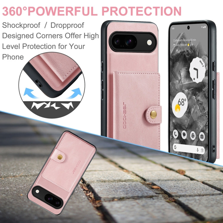 For Google Pixel 9 JEEHOOD J01 Retro Magnetic Detachable Wallet Phone Case(Pink) - Google Cases by JEEHOOD | Online Shopping South Africa | PMC TechLife | Buy Now Pay Later Mobicred