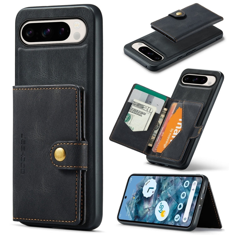 For Google Pixel 9 Pro JEEHOOD J01 Retro Magnetic Detachable Wallet Phone Case(Black) - Google Cases by JEEHOOD | Online Shopping South Africa | PMC TechLife | Buy Now Pay Later Mobicred