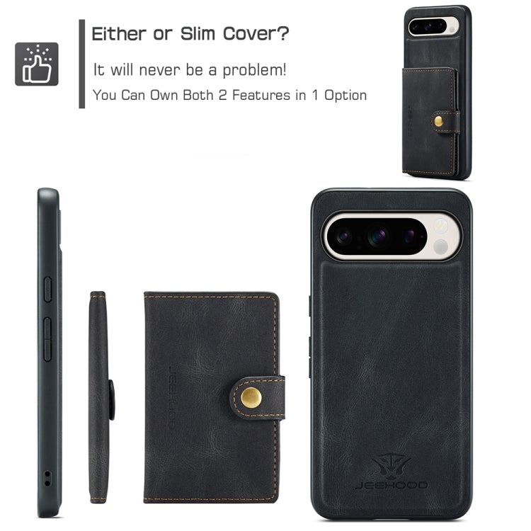 For Google Pixel 9 Pro JEEHOOD J01 Retro Magnetic Detachable Wallet Phone Case(Black) - Google Cases by JEEHOOD | Online Shopping South Africa | PMC TechLife | Buy Now Pay Later Mobicred