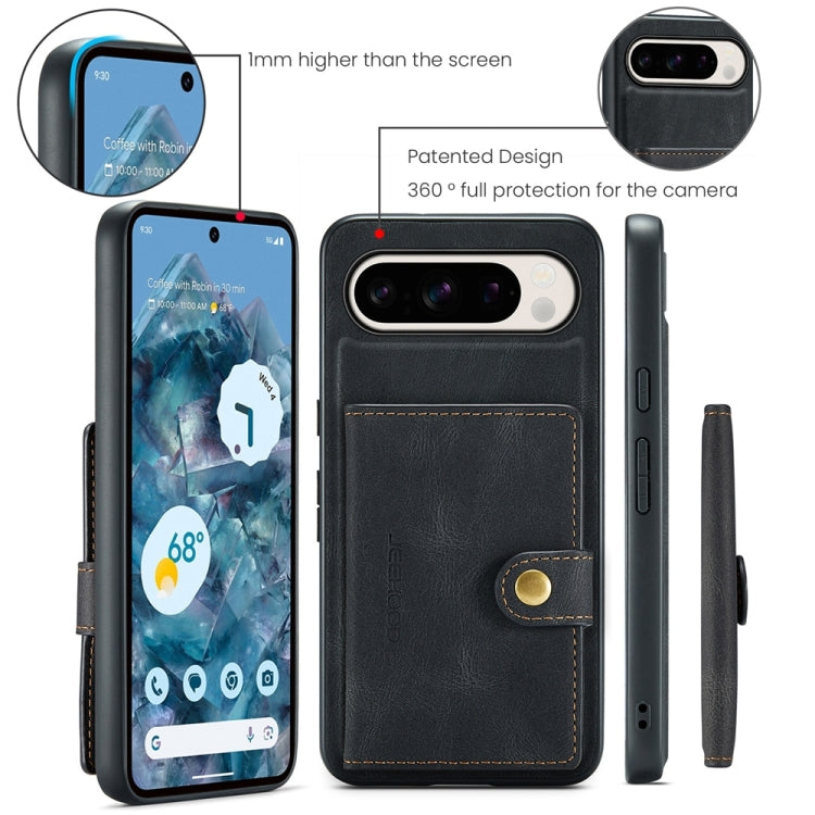 For Google Pixel 9 Pro JEEHOOD J01 Retro Magnetic Detachable Wallet Phone Case(Black) - Google Cases by JEEHOOD | Online Shopping South Africa | PMC TechLife | Buy Now Pay Later Mobicred