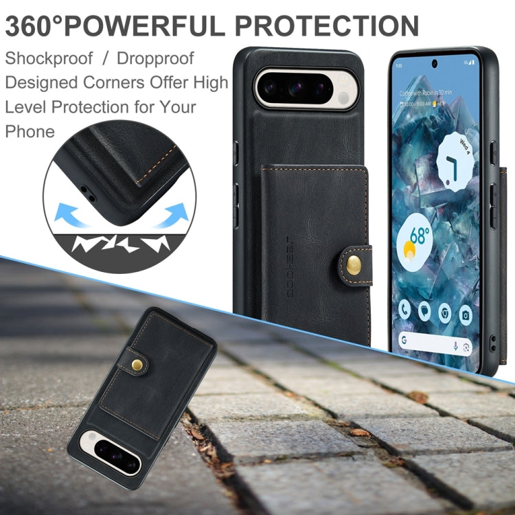 For Google Pixel 9 Pro JEEHOOD J01 Retro Magnetic Detachable Wallet Phone Case(Black) - Google Cases by JEEHOOD | Online Shopping South Africa | PMC TechLife | Buy Now Pay Later Mobicred