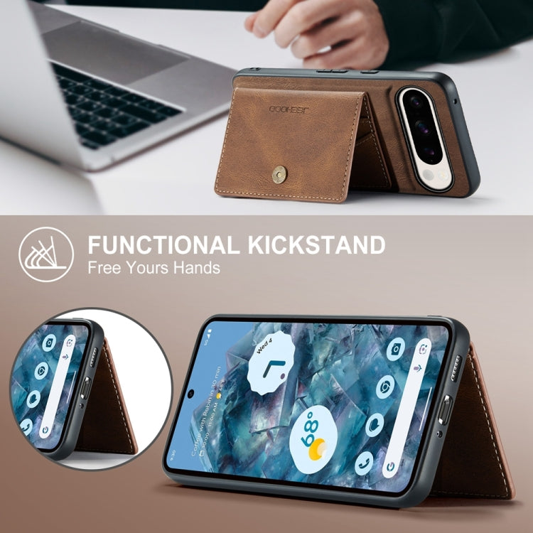 For Google Pixel 9 Pro JEEHOOD J01 Retro Magnetic Detachable Wallet Phone Case(Brown) - Google Cases by JEEHOOD | Online Shopping South Africa | PMC TechLife | Buy Now Pay Later Mobicred