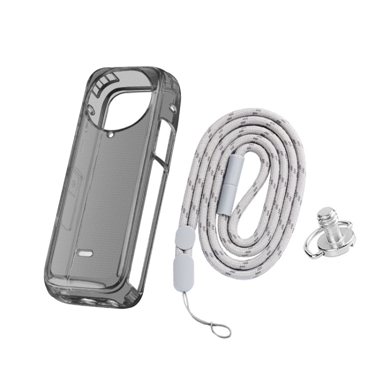 For Insta360 X4 Clear 1.5mm Soft TPU Protective Case With Neck Strap(Clear Black) - Case & Bags by PMC TechLife | Online Shopping South Africa | PMC TechLife | Buy Now Pay Later Mobicred