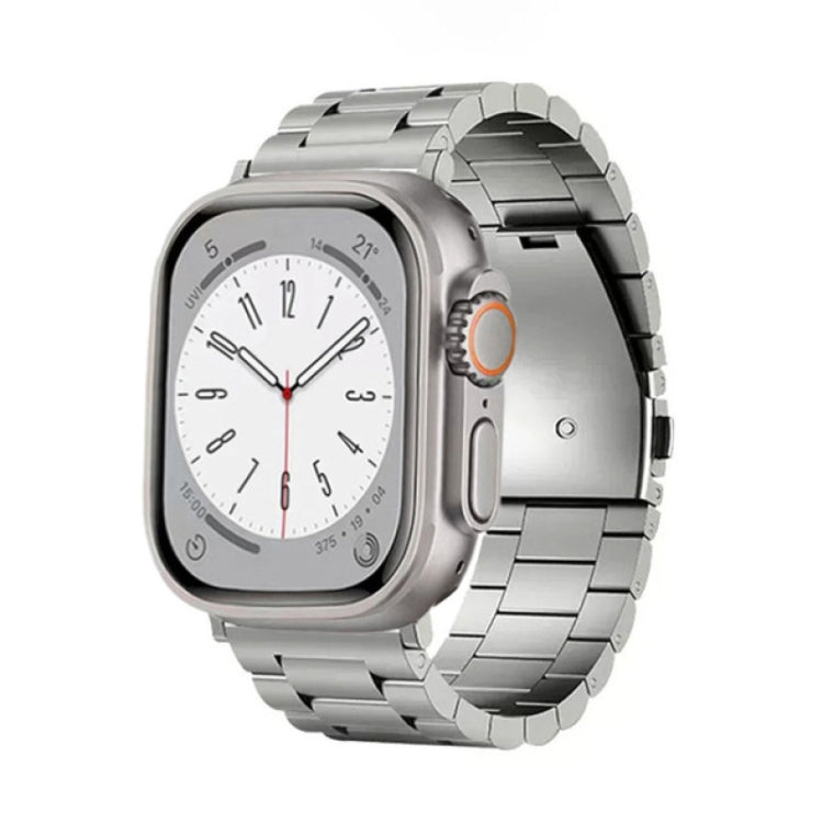 For Apple Watch Series 9 45mm 3-Bead Flat Buckle Titanium Alloy Watch Band(Silver) - free shipping - PMC TechLife - Order now!