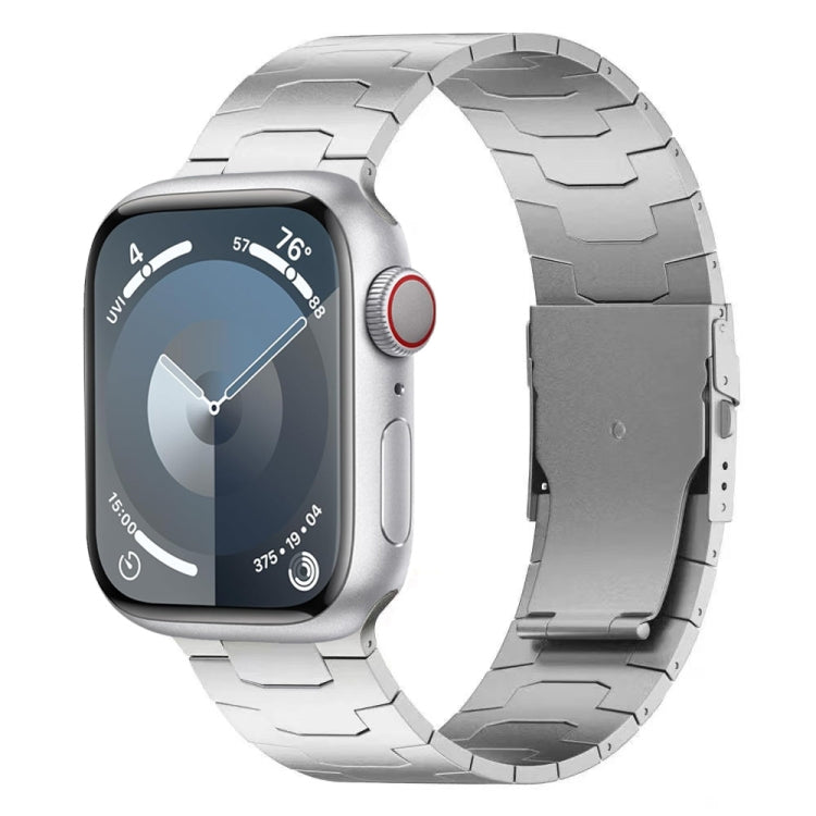 For Apple Watch Series 7 45mm 26mm Oracle Safety Buckle Titanium Alloy Watch Band(Silver) - free shipping - PMC TechLife - Order now!