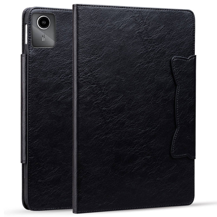 For Lenovo Xiaoxin Pad M11 2024 Cat Buckle Leather Tablet Case(Black) - Lenovo by PMC Jewellery | Online Shopping South Africa | PMC Jewellery | Buy Now Pay Later Mobicred
