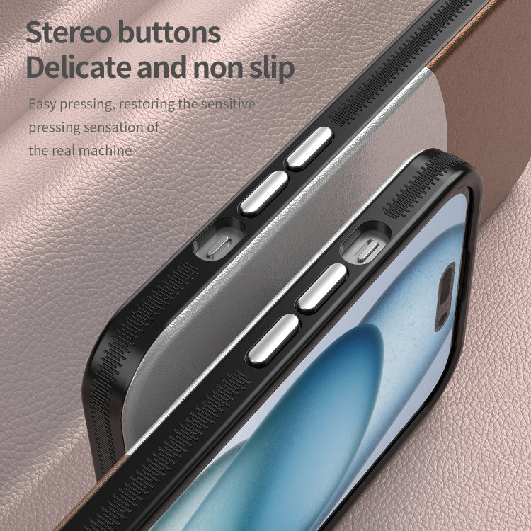 For iPhone 16 Leather Texture MagSafe Magnetic TPU + PC Phone Case(Brown) - iPhone 16 Cases by PMC TechLife | Online Shopping South Africa | PMC TechLife | Buy Now Pay Later Mobicred