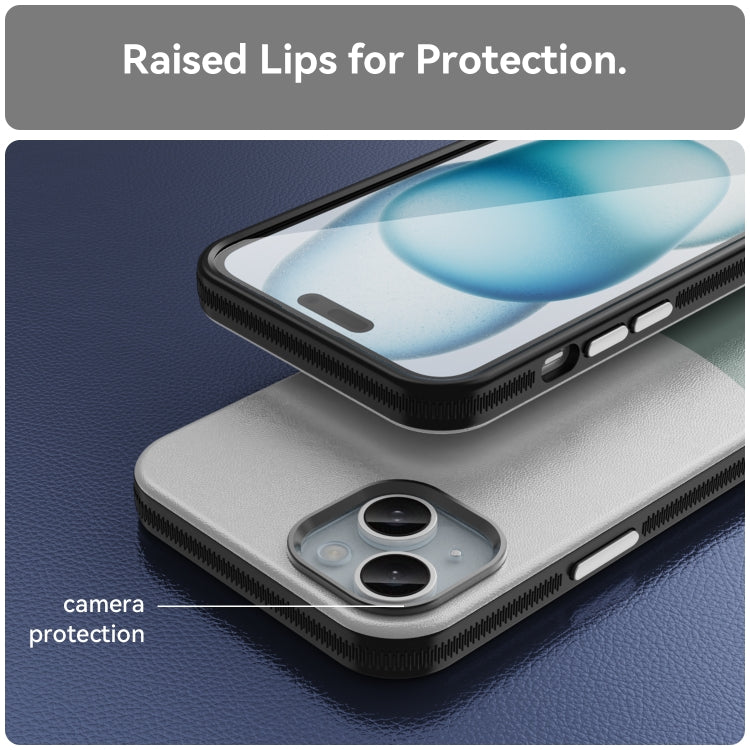 For iPhone 16 Plus Leather Texture MagSafe Magnetic TPU + PC Phone Case(Cyan) - iPhone 16 Plus Cases by PMC TechLife | Online Shopping South Africa | PMC TechLife | Buy Now Pay Later Mobicred