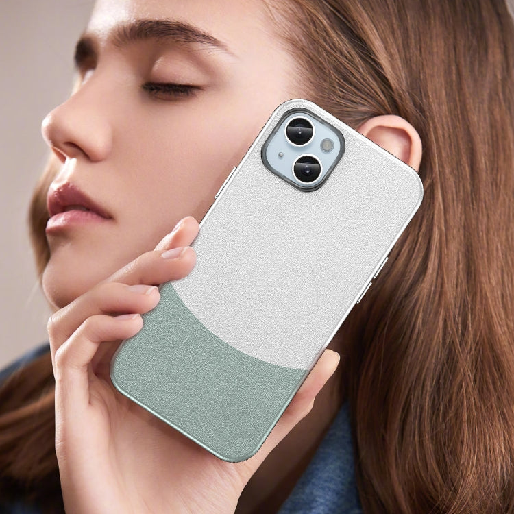 For iPhone 16 Plus Leather Texture MagSafe Magnetic TPU + PC Phone Case(Cyan) - iPhone 16 Plus Cases by PMC TechLife | Online Shopping South Africa | PMC TechLife | Buy Now Pay Later Mobicred