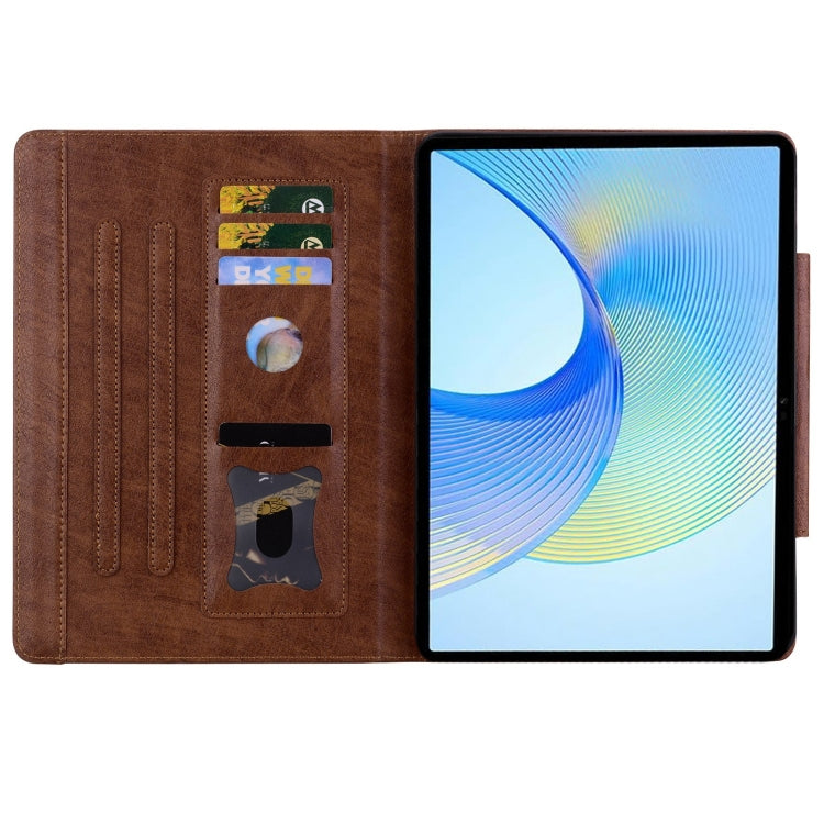 For Honor Pad X8a Cat Buckle Leather Tablet Case(Brown) - Honor by PMC TechLife | Online Shopping South Africa | PMC TechLife | Buy Now Pay Later Mobicred