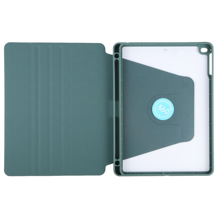 For iPad 9.7 2018 & 2017 / Air / Air2 GEBEI Acrylic TPU 3-folding Rotating Smart Tablet Leather Case withh Pen Slot(Dark Green) - free shipping - PMc TechLife - Order now!