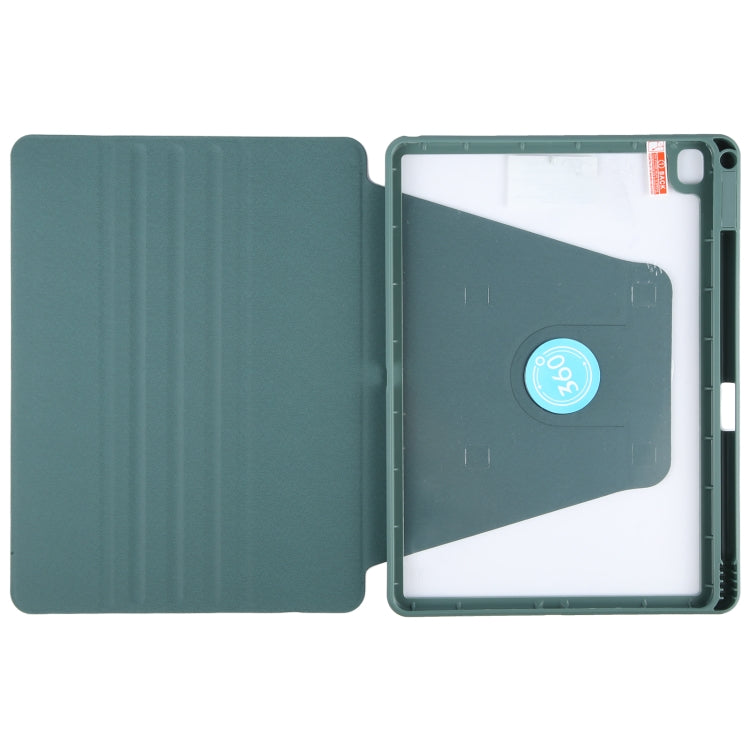 For iPad 10.2 2021 / 2020 / 2019 / Air 3 GEBEI Acrylic TPU 3-folding Rotating Smart Tablet Leather Case withh Pen Slot(Dark Green) - free shipping - PMc TechLife - Order now!