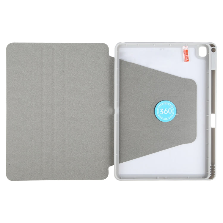 For iPad 10.2 2021 / 2020 / 2019 / Air 3 GEBEI Acrylic TPU 3-folding Rotating Smart Tablet Leather Case withh Pen Slot(Grey) - free shipping - PMc TechLife - Order now!