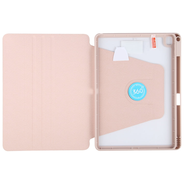For iPad 10.2 2021 / 2020 / 2019 / Air 3 GEBEI Acrylic TPU 3-folding Rotating Smart Tablet Leather Case withh Pen Slot(Pink) - free shipping - PMc TechLife - Order now!