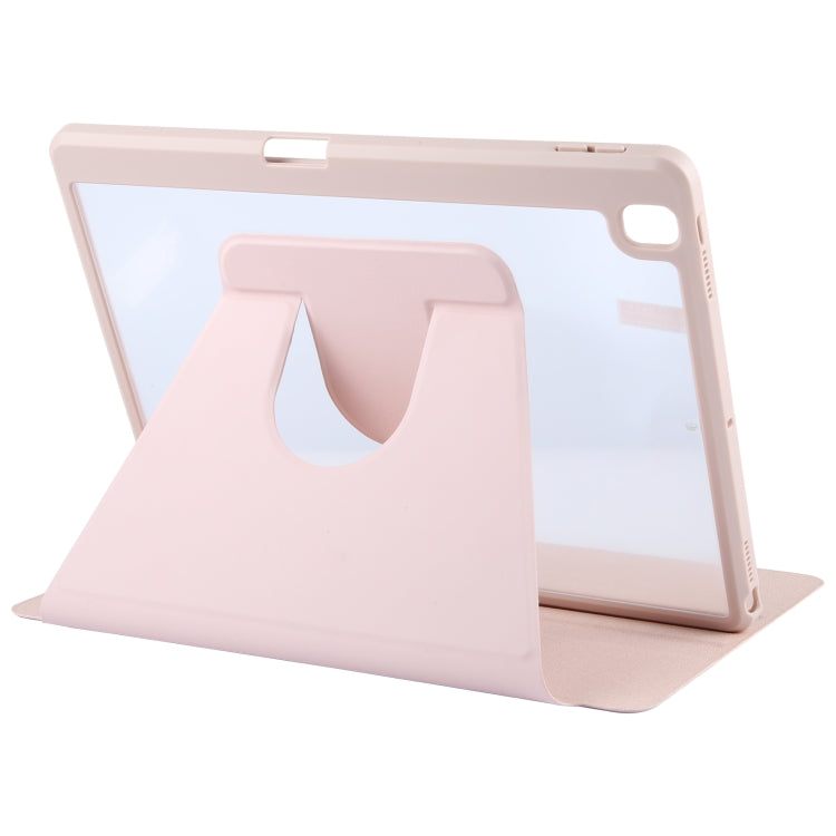 For iPad 10.2 2021 / 2020 / 2019 / Air 3 GEBEI Acrylic TPU 3-folding Rotating Smart Tablet Leather Case withh Pen Slot(Pink) - free shipping - PMc TechLife - Order now!