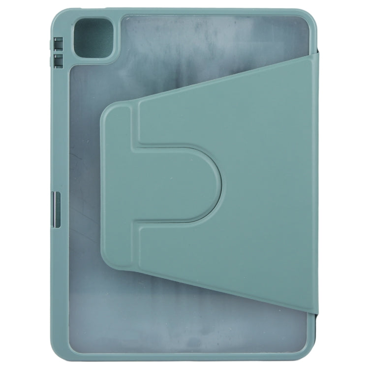 For iPad Pro 11 2022 / 2021 / 2020 GEBEI Acrylic TPU 3-folding Rotating Smart Tablet Leather Case withh Pen Slot(Dark Green) - free shipping - PMc TechLife - Order now!
