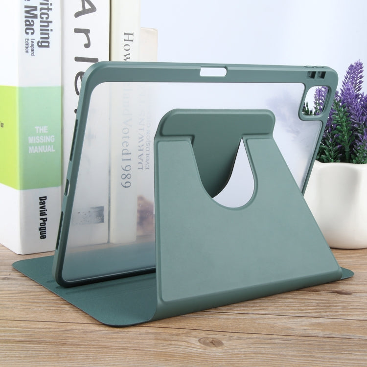 For iPad Pro 11 2022 / 2021 / 2020 GEBEI Acrylic TPU 3-folding Rotating Smart Tablet Leather Case withh Pen Slot(Dark Green) - free shipping - PMc TechLife - Order now!