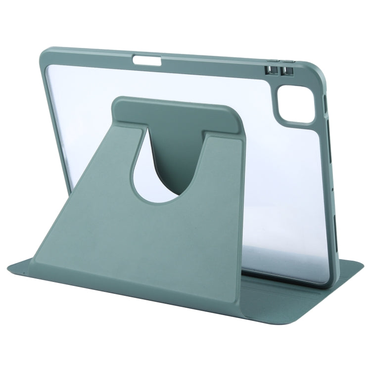 For iPad Air 11 2025 / 2024 / Air 5 GEBEI Acrylic TPU 3-folding Rotating Smart Tablet Leather Case withh Pen Slot(Dark Green) - free shipping - PMC TechLife - Order now!