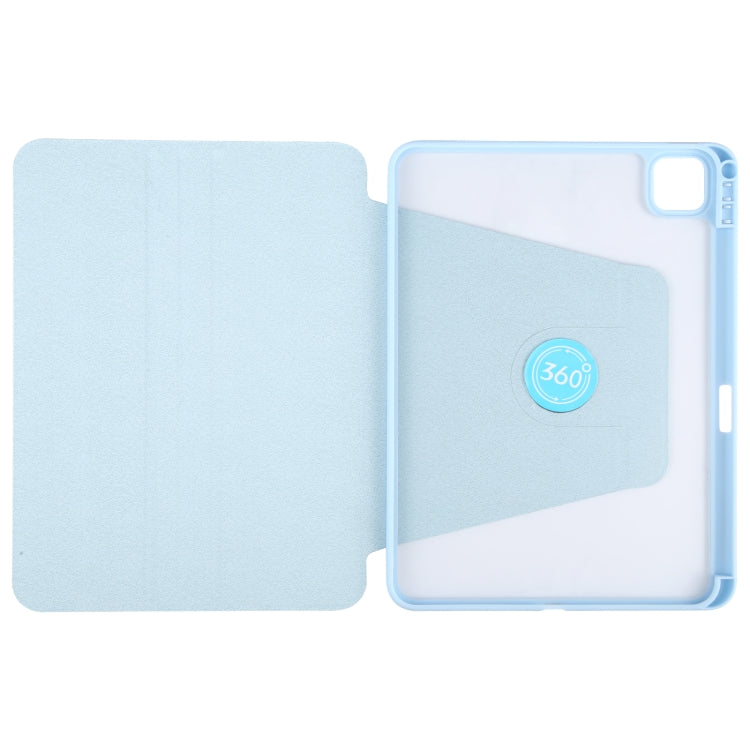 For iPad Air 11 2025 / 2024 / Air 5 GEBEI Acrylic TPU 3-folding Rotating Smart Tablet Leather Case withh Pen Slot(Sky Blue) - free shipping - PMC TechLife - Order now!