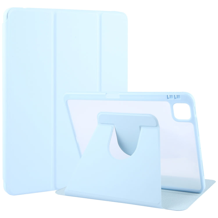 For iPad Pro 12.9 2022 / 2021 / 2020 GEBEI Acrylic TPU 3-folding Rotating Smart Tablet Leather Case withh Pen Slot(Sky Blue) - free shipping - PMc TechLife - Order now!
