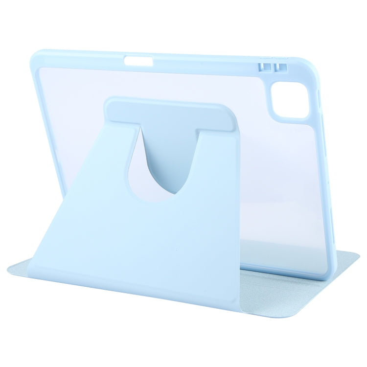 For iPad Pro 12.9 2022 / 2021 / 2020 GEBEI Acrylic TPU 3-folding Rotating Smart Tablet Leather Case withh Pen Slot(Sky Blue) - free shipping - PMc TechLife - Order now!