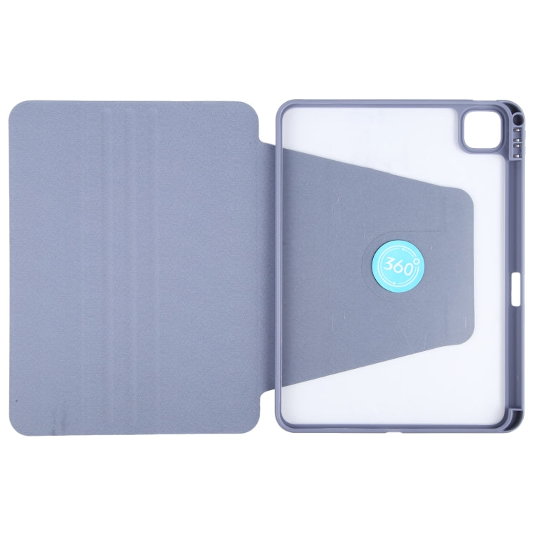 For iPad Pro 12.9 2022 / 2021 / 2020 GEBEI Acrylic TPU 3-folding Rotating Smart Tablet Leather Case withh Pen Slot(Light Purple) - free shipping - PMc TechLife - Order now!