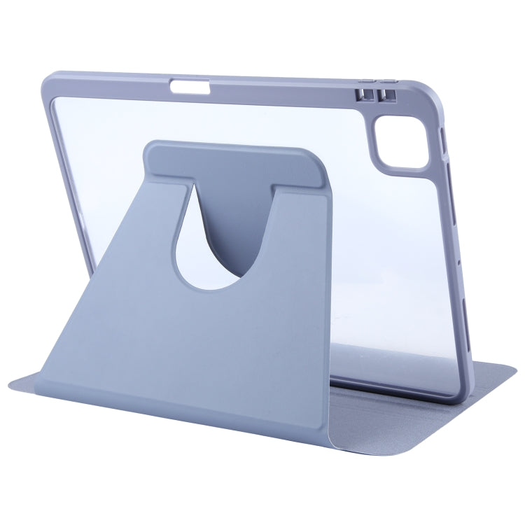 For iPad Pro 12.9 2022 / 2021 / 2020 GEBEI Acrylic TPU 3-folding Rotating Smart Tablet Leather Case withh Pen Slot(Light Purple) - free shipping - PMc TechLife - Order now!