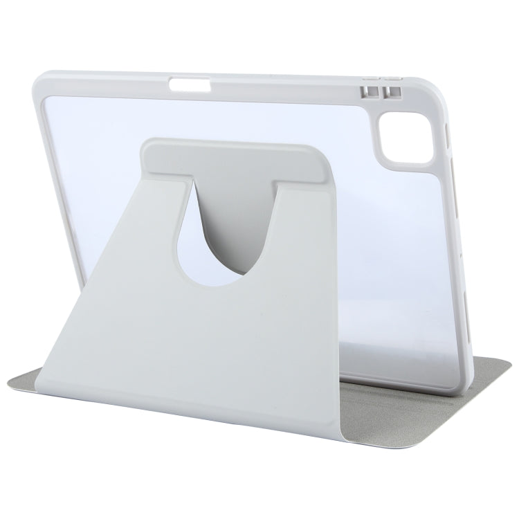 For iPad Pro 12.9 2022 / 2021 / 2020 GEBEI Acrylic TPU 3-folding Rotating Smart Tablet Leather Case withh Pen Slot(Grey) - free shipping - PMc TechLife - Order now!