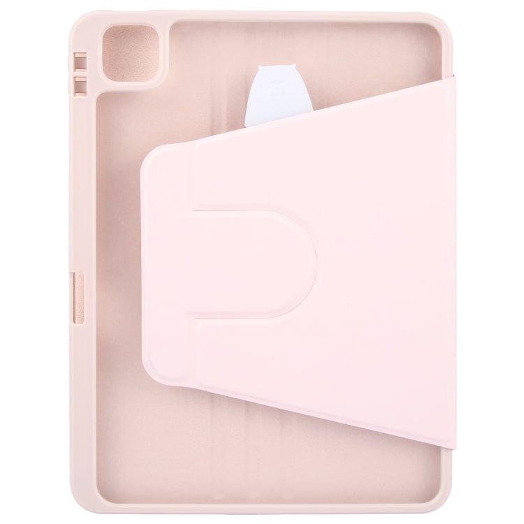 For iPad Pro 12.9 2022 / 2021 / 2020 GEBEI Acrylic TPU 3-folding Rotating Smart Tablet Leather Case withh Pen Slot(Pink) - free shipping - PMc TechLife - Order now!