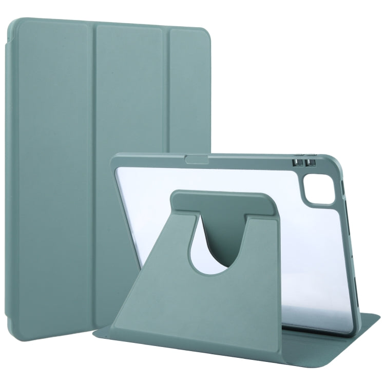 For iPad Pro 11 2024 GEBEI Acrylic TPU 3-folding Rotating Smart Tablet Leather Case withh Pen Slot(Dark Green) - iPad Pro 11 2024 Cases by GEBEI | Online Shopping South Africa | PMC TechLife | Buy Now Pay Later Mobicred