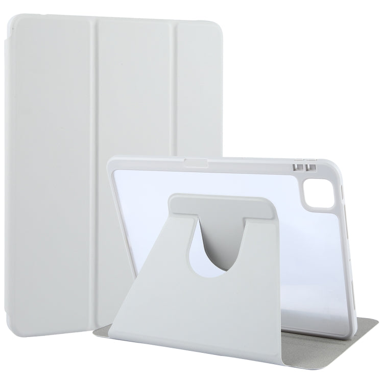 For iPad Pro 11 2024 GEBEI Acrylic TPU 3-folding Rotating Smart Tablet Leather Case withh Pen Slot(Grey) - iPad Pro 11 2024 Cases by GEBEI | Online Shopping South Africa | PMC TechLife | Buy Now Pay Later Mobicred