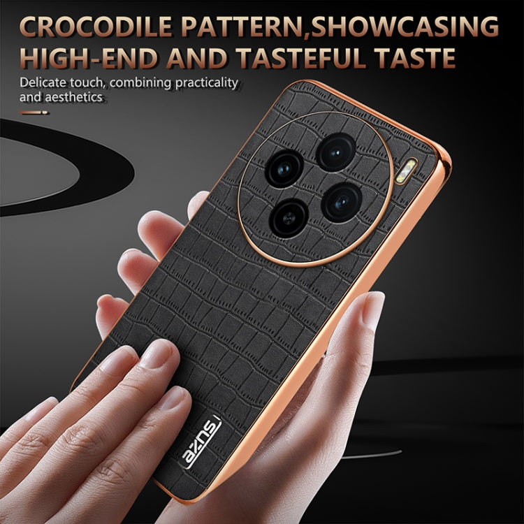 For vivo X100 5G AZNS Electroplated Frame Crocodile Texture Full Coverage Phone Case(White) - vivo Cases by AZNS | Online Shopping South Africa | PMC Jewellery | Buy Now Pay Later Mobicred