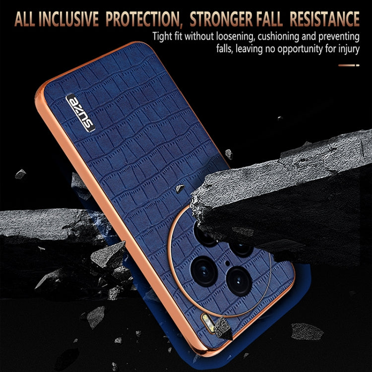 For vivo X100 Pro 5G / X100s Pro AZNS Electroplated Frame Crocodile Texture Full Coverage Phone Case(Green) - vivo Cases by AZNS | Online Shopping South Africa | PMC Jewellery | Buy Now Pay Later Mobicred