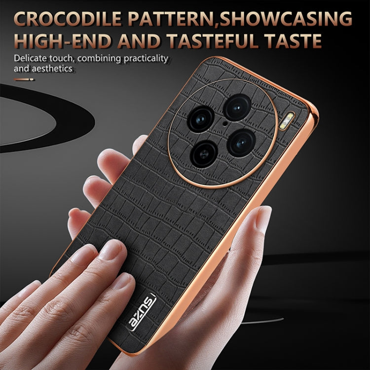 For vivo X100 Pro 5G / X100s Pro AZNS Electroplated Frame Crocodile Texture Full Coverage Phone Case(Green) - vivo Cases by AZNS | Online Shopping South Africa | PMC Jewellery | Buy Now Pay Later Mobicred
