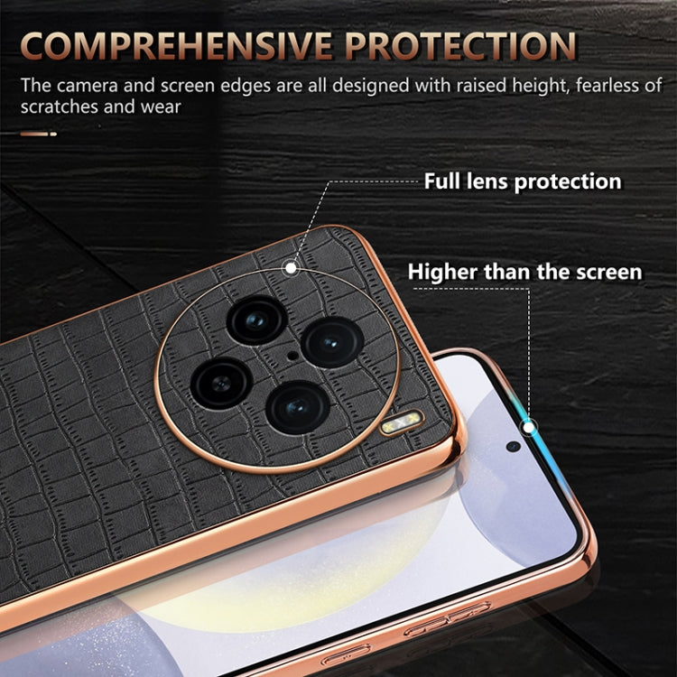 For vivo X100 Pro 5G / X100s Pro AZNS Electroplated Frame Crocodile Texture Full Coverage Phone Case(White) - vivo Cases by AZNS | Online Shopping South Africa | PMC Jewellery | Buy Now Pay Later Mobicred