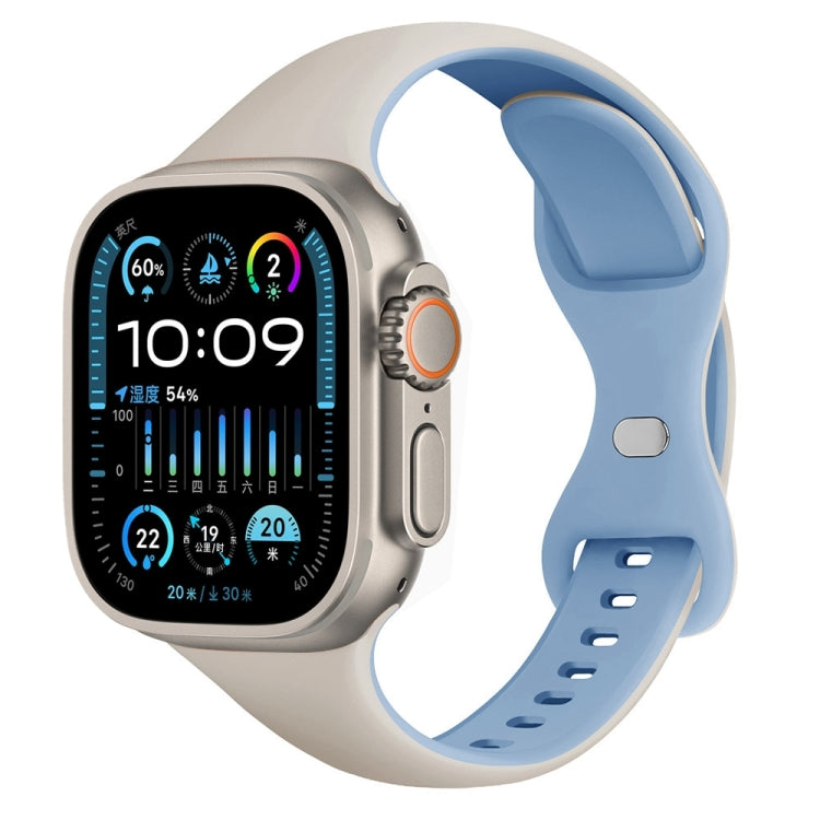 For Apple Watch Ultra 2 49mm Two Color Slim Butterfly Buckle Silicone Watch Band(White Fog Blue) - free shipping - PMc TechLife - Order now!