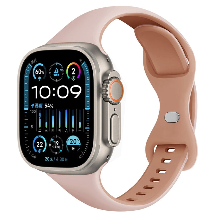 For Apple Watch Ultra 49mm Two Color Slim Butterfly Buckle Silicone Watch Band(Pink Rose Grey) - free shipping - PMc TechLife - Order now!