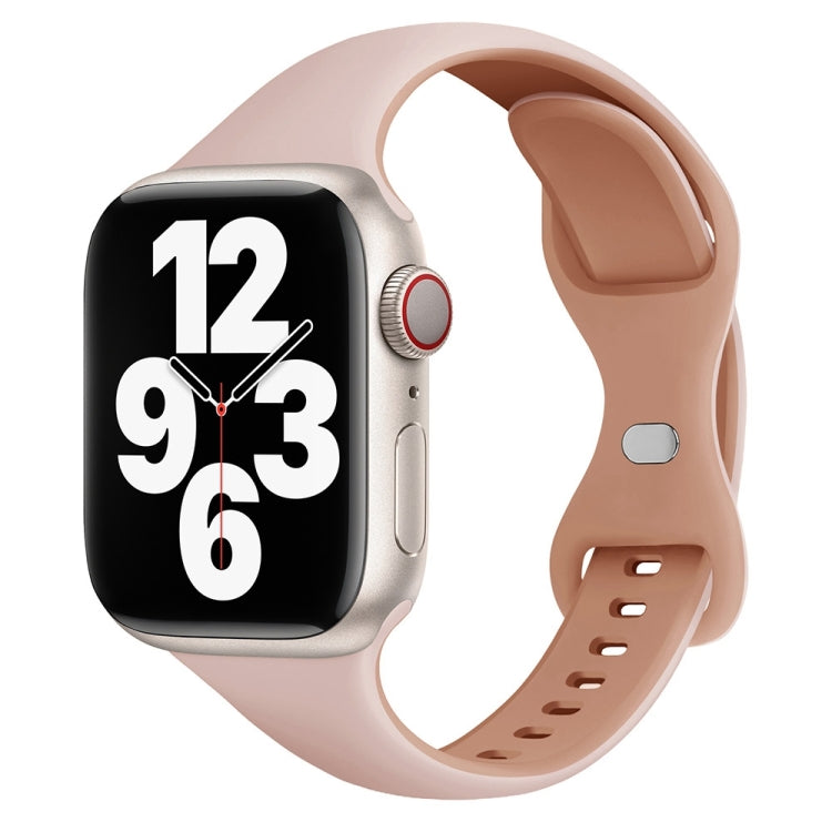 For Apple Watch SE 44mm Two Color Slim Butterfly Buckle Silicone Watch Band(Pink Rose Grey) - free shipping - PMc TechLife - Order now!