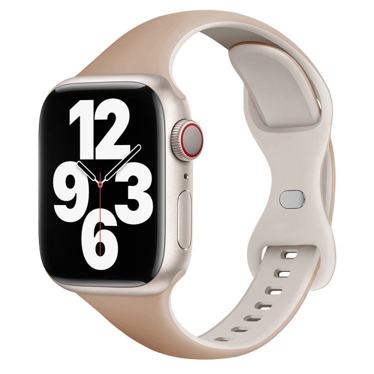 For Apple Watch Series 3 38mm Two Color Slim Butterfly Buckle Silicone Watch Band(Milk Tea Rock White) - free shipping - PMc TechLife - Order now!