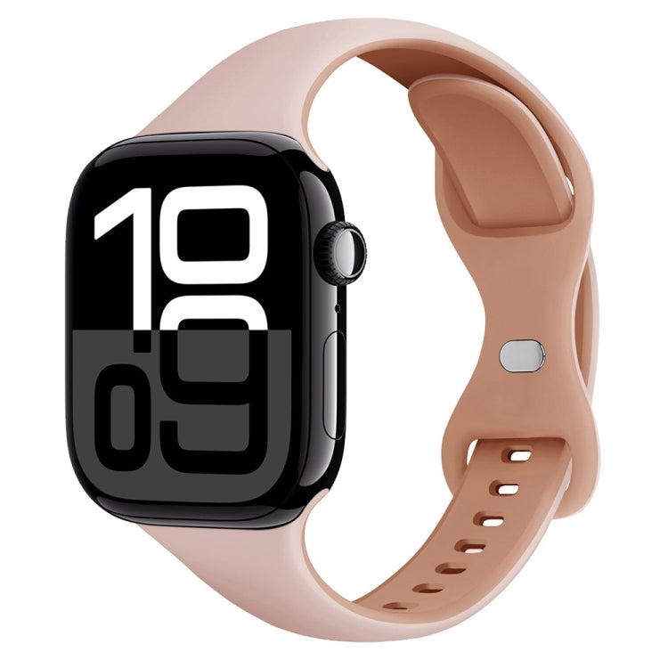 For Apple Watch Series 10 46mm Two Color Slim Butterfly Buckle Silicone Watch Band(Pink Rose Grey) - free shipping - PMc TechLife - Order now!