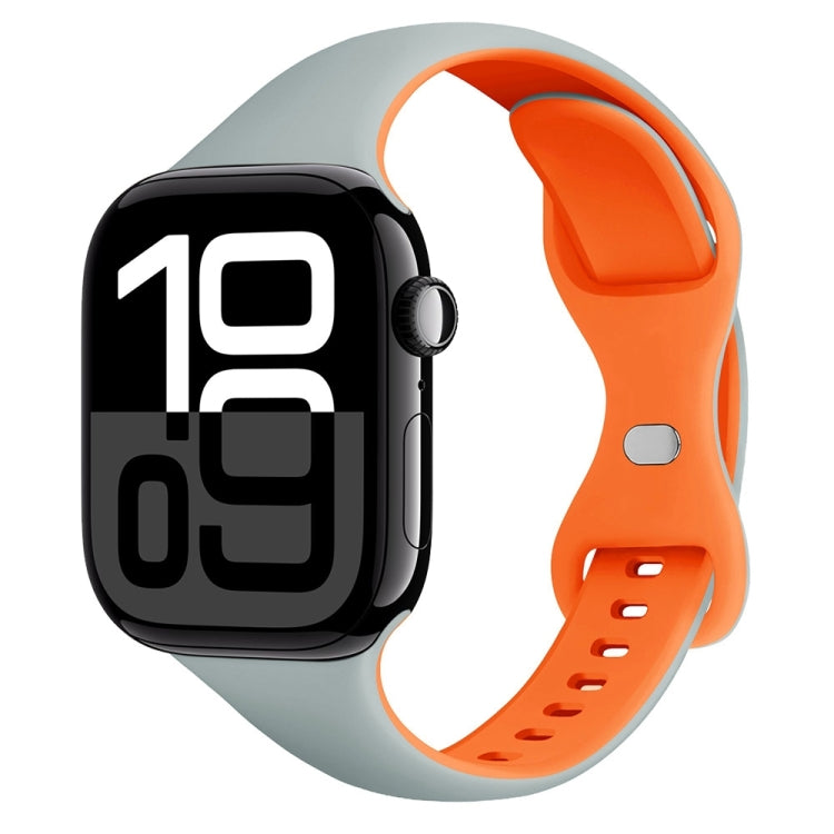 For Apple Watch Series 10 46mm Two Color Slim Butterfly Buckle Silicone Watch Band(Echeveria Blue Orange) - free shipping - PMc TechLife - Order now!