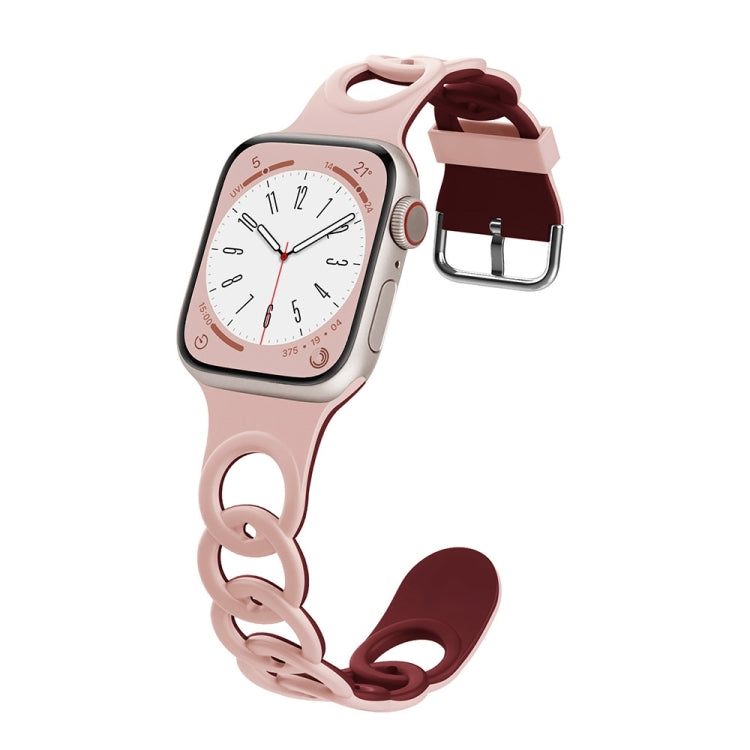 For Apple Watch SE 44mm Donut Hollow Silicone Watch Band(Pink Wine Red) - free shipping - PMc TechLife - Order now!