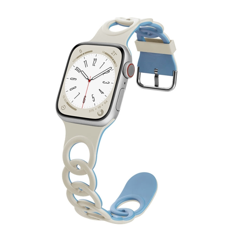 For Apple Watch Series 5 44mm Donut Hollow Silicone Watch Band(White Fog Blue) - free shipping - PMc TechLife - Order now!