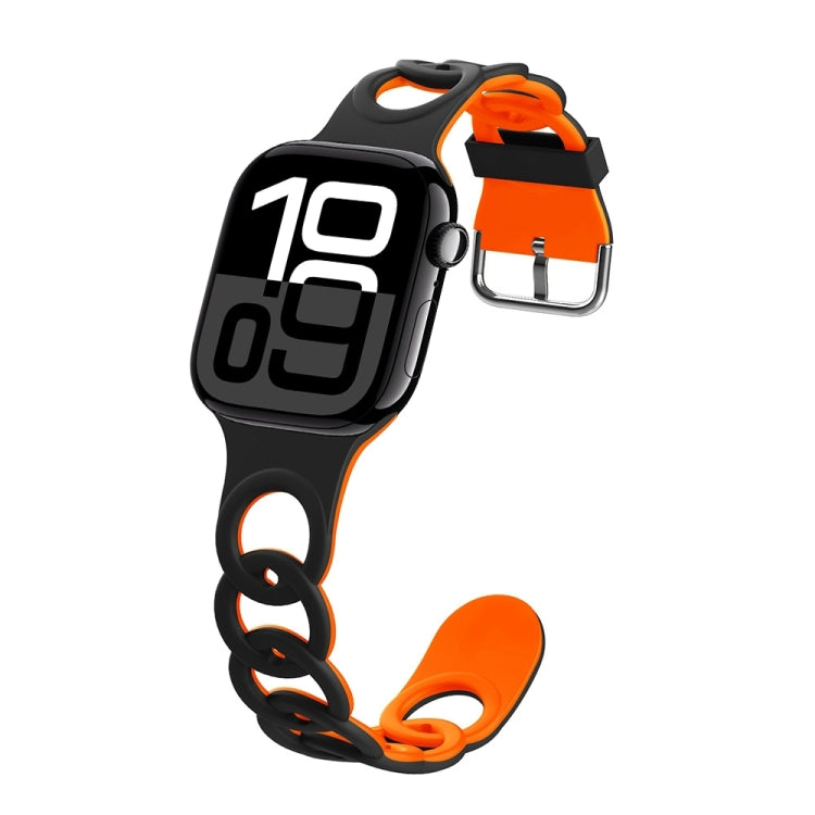For Apple Watch Series 10 46mm Donut Hollow Silicone Watch Band(Black Orange) - free shipping - PMc TechLife - Order now!