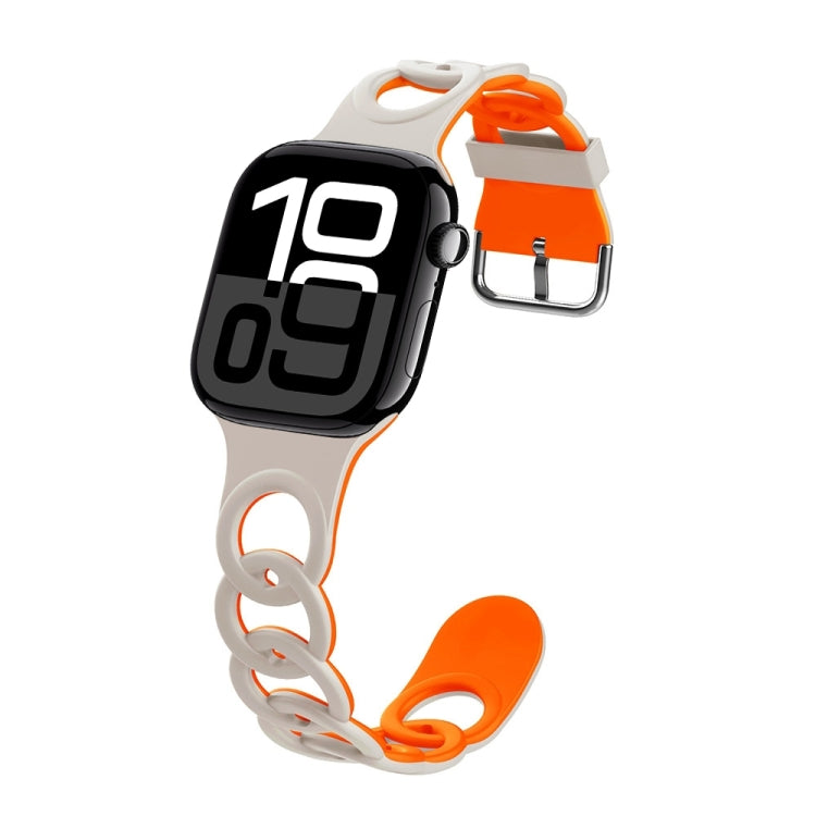 For Apple Watch Series 10 42mm Donut Hollow Silicone Watch Band(Starlight Orange) - free shipping - PMc TechLife - Order now!