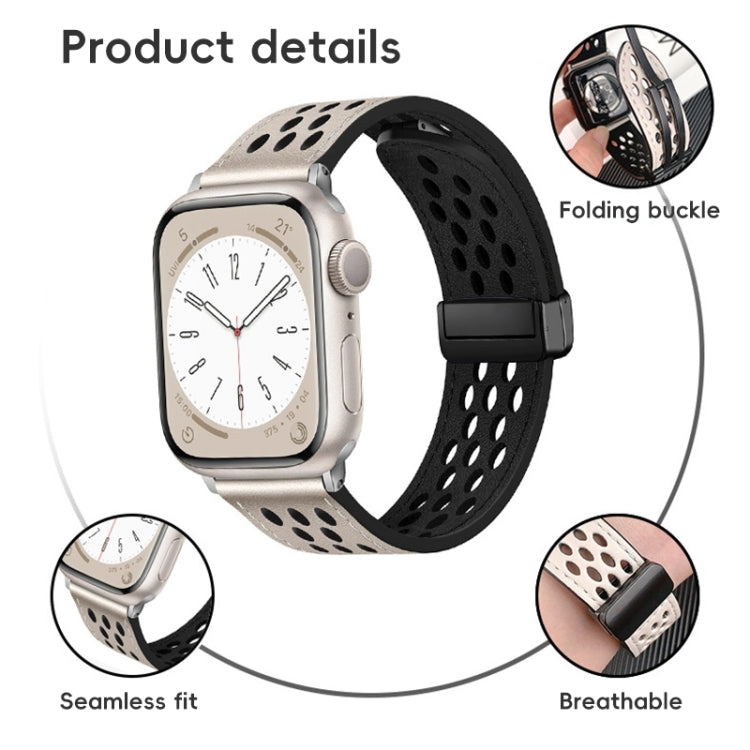 For Apple Watch Ultra 49mm Hole Style Folding Buckle PU Leather Watch Band(Taupe) - Watch Bands by PMc TechLife | Online Shopping South Africa | PMc TechLife | Buy Now Pay Later Mobicred