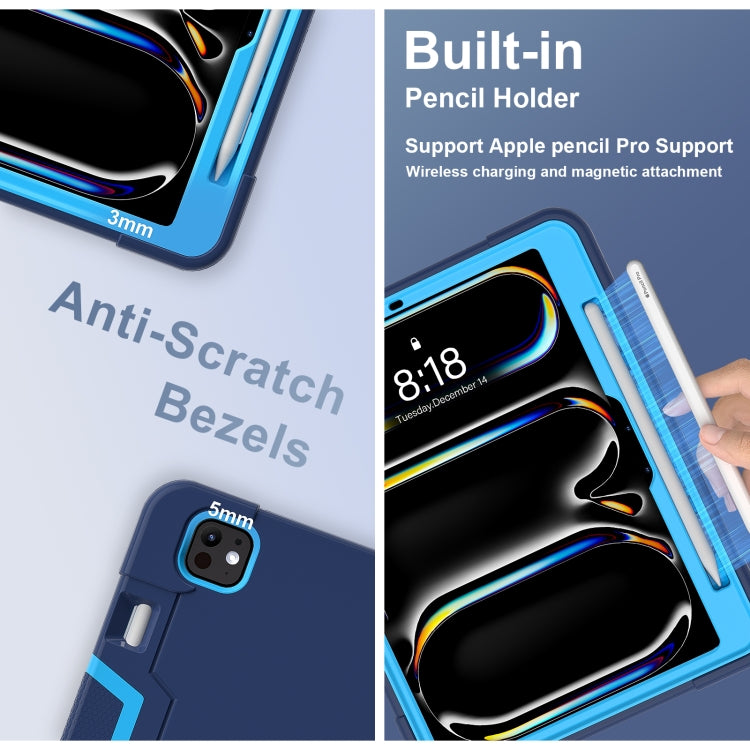 For iPad Pro 11 2024 Contrast Color Silicone Acrylic PC Tablet Case with Holder(Navy Blue) - iPad Pro 11 2024 Cases by PMC TechLife | Online Shopping South Africa | PMC TechLife | Buy Now Pay Later Mobicred